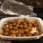 Roasted potatoes in a pan